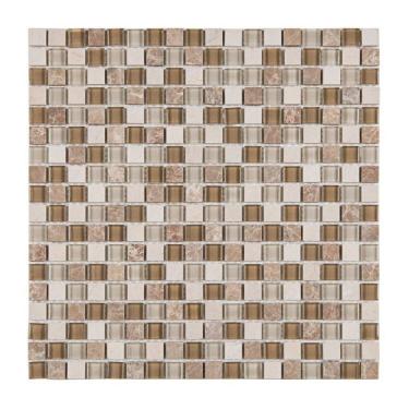 Imagem de Kit 1m² Pastilha de Vidro Mesclada 30cm X 30cm Marrom Claro