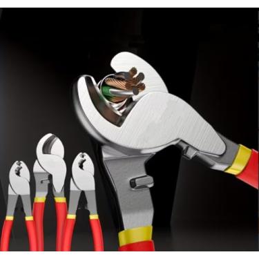 Imagem de 1 alicate de cabo profissional, cortadores manuais de fio de aço cromo vanádio, tesoura de cabo isolado, alicate de decapagem de fios, ferramentas de corte de fio elétrico, grande