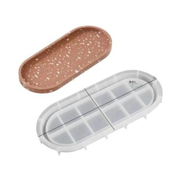 Imagem de Molde Oval De Silicone Para Bandeja De Resina Epóxi, Concreto, Cinzeir
