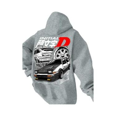 Imagem de Moletom Masculino Preto Com Capuz, Logotipo Initial D, Ilustração De C