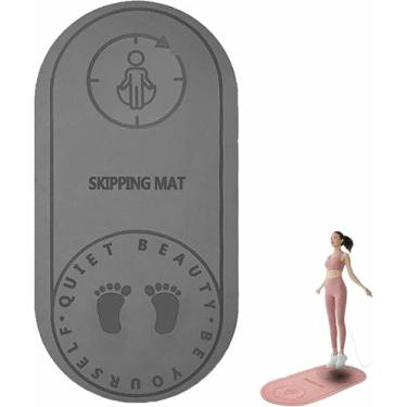 Imagem de Tapete de corda para pular com amortecimento para exercícios mudo, tapete de ioga, isolamento sonoro e absorção de choque, placa de alta densidade, tapete antiderrapante, cinza