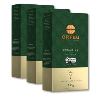 Imagem de Café Torrado e Moído Orgânico Orfeu Kit 3 Pacotes 250g