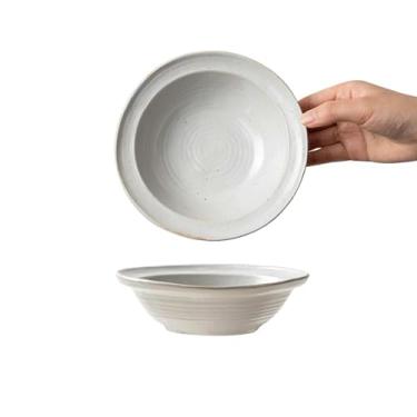 Imagem de Tigela de arroz retrô artesanal de cerâmica grossa utensílios de mesa requintados domésticos japoneses - branco 16,3 cm