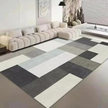 Imagem de Tapete minimalista nórdico simples para sala de estar, preto, para decoração de quarto, confortável e macio, ideal para mesa e chão (160x230cm 63x90in/Flanela-9)