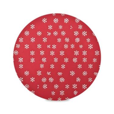 Imagem de STAYTOP Lindos jogos americanos redondos de flocos de neve de Natal, 6 peças, tapetes de mesa antiderrapantes fáceis de limpar para casa, cozinha, churrasco, festa, decoração de mesa