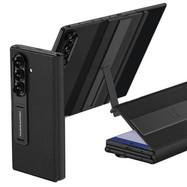 Imagem de POYUFRG Capa fina para Samsung Galaxy ZTriFold, capa de couro com proteção de dobradiça de lente de tela com tudo incluído, capa de couro com suporte dobrável, preta, ZTriFold