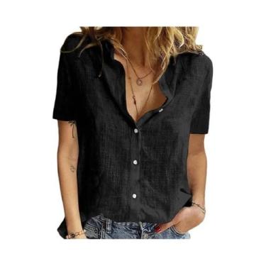 Imagem de Camisa De Linho Oversized Feminina De Verão Com Estampa De Pássaros, B