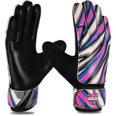 Imagem de FIGHTSENSE Luvas de goleiro de futebol para crianças e meninos, luvas de goleiro de futebol, palma de látex de 5 mm, respiráveis, aderência forte antiderrapante, proteção de pulso dupla (rosa, tamanho