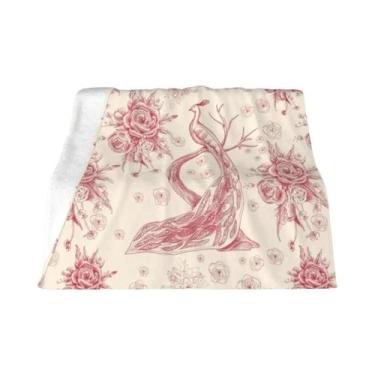 Imagem de Cobertor De Fleece Floral Preto E Branco Toile De Jouy, Macio E Quente