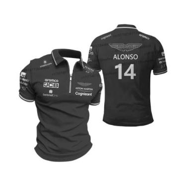 Imagem de Camisa Polo Com Zíper Unissex Da Equipe De Corrida Aston Martin Fernan