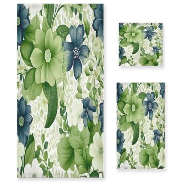 Imagem de xigua Conjunto de toalhas de banheiro de flores coloridas absorvente macio toalha de banho de 3 peças toalha de mão toalhas decorativas para banheiro, academia, hotel, praia, piscina