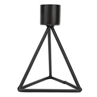 Imagem de Castiçal preto inovador de cabeça única, castiçal de ferro para decoração de mesa de casamento em casa, estilo simples e elegante, formato exclusivo, perfeito para jantar à luz de (Alta)