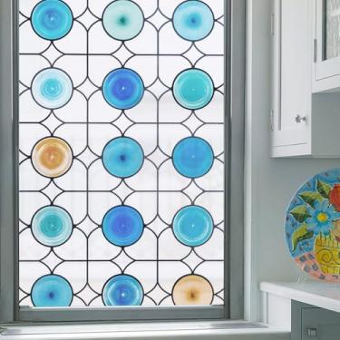 Imagem de OHTMERU Película de privacidade para vitrais 3D, controle de calor, bloqueio de UV, película decorativa de janela para banheiro, porta da frente, casa, vidro ondulado de 60 x 99 cm