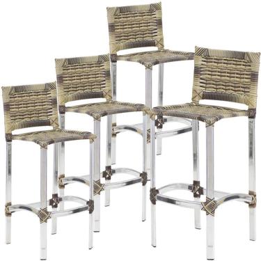 Imagem de 4 Banquetas Altas Madri Em Cozinha Alumínio área Edícula Cappuccino