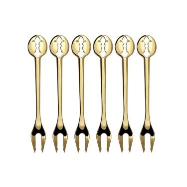 Imagem de Jogo 6 Garfos Petisco Aperitivo Banhado Ouro 24kl Bugatti