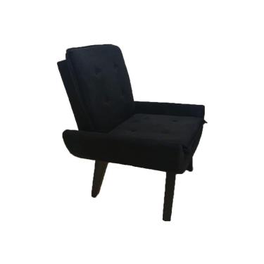 Imagem de Poltrona Decorativa Emilia Plus Pé Palito Em Suede - Preto - Cor: Preto