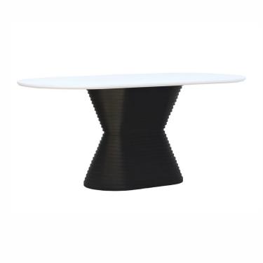 Imagem de Mesa De Jantar Apollo Tampo Oblongo 180x90cm Preto-branco
