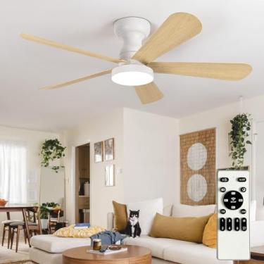 Imagem de Depuley Ventilador de teto pequeno com luzes: Ventilador de montagem embutida de 106 cm com luz e controle remoto - Ventiladores de teto de perfil baixo Motor DC reversível silencioso para quarto sala