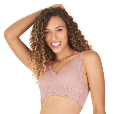 Imagem de Sutiã Top Up com Renda Transpassada e Bojo Removível sem Costura Blush