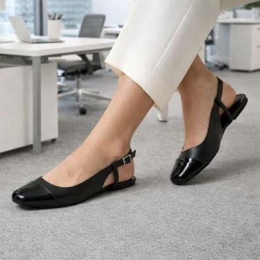 Imagem de Sapatilha Feminina Confortável Luxo Elegante Sapato Feminino Slingback