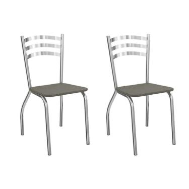 Imagem de Kit 2 Cadeiras Sala Jantar Portugal 2c007cr Aço 2 Un Cromado-linho Escuro - Kappesberg