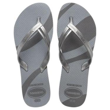 Imagem de Chinelo de Dedo Feminino Tira Fina Havaianas Elegance Print, Novo graf