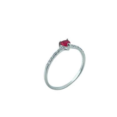 Imagem de Anel Solitário de Coração em Prata 925 com Zircônia - Justino Ribas, 1