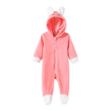 Imagem de Macacão Bebê Menina Rosa c/ Capuz Coelhinha Pingo Lelê-Feminino