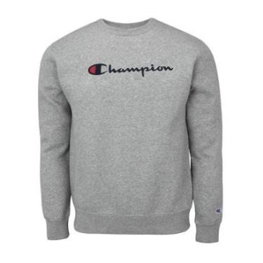 Imagem de Moletom Champion Felpado Gola Careca Logo Script Cinza-Masculino