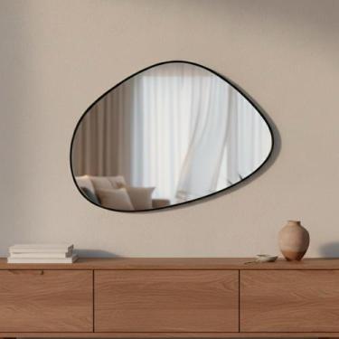 Imagem de Espelho Decorativo Orgânico Pinterest Grande 80x60cm Moderno c/ Suport