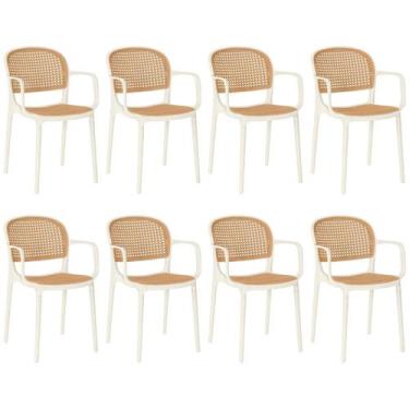 Imagem de Kit 8 Cadeiras de Jantar Roma Prática com Braços para Sala e Cozinha -