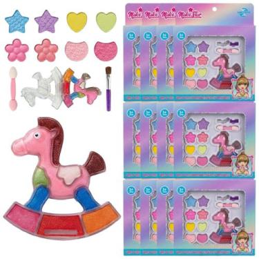 Imagem de Kit 12 Maquiagem Cavalinho Para Meninas Com Sombras Coloridas E Acessó