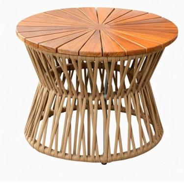 Imagem de Mesa de Centro Corda Náutica Tampo Madeira Monza em Alumínio Trama Ori