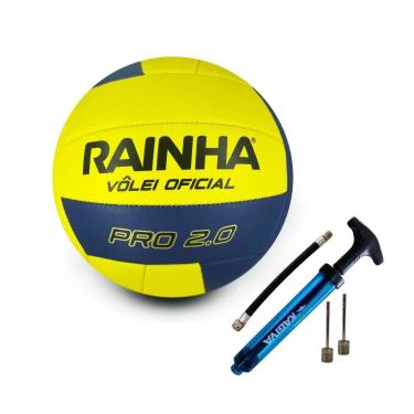 Imagem de Kit Bola De Vôlei Rainha 2.0 Pró Costurada + Bomba De Ar Kagiva Dupla Ação-Unissex