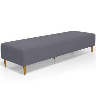 Imagem de Puff Decorativo Sala de Estar Bali W01 Pés Palito 210x60cm Suede Cinza - Lyam Decor