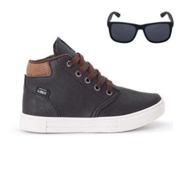 Imagem de Tenis Botinha Infantil Meninos Casual Cano Alto Confortavel + Oculos-Masculino