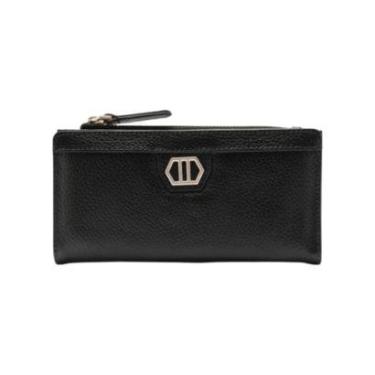 Imagem de Carteira Feminina Arezzo Couro Zíper Metal Grande Preto-Feminino