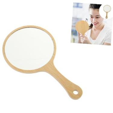 Imagem de Espelho De Mão Grande Redondo MDF Maquiagem Dentista - Bm36
