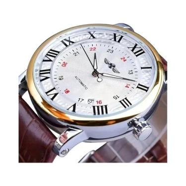 Imagem de Relógio Mecânico Masculino Com Pulseira De Couro Marrom, Exibição De D