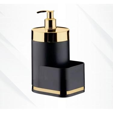 Imagem de Porta Detergente Dispenser Pia Eleganza Luxo Preto - Dourado