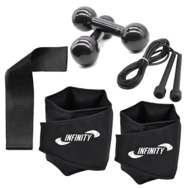 Imagem de Kit fortalecimento caneleira 3kg miniband forte halter 3kg corda  Trei