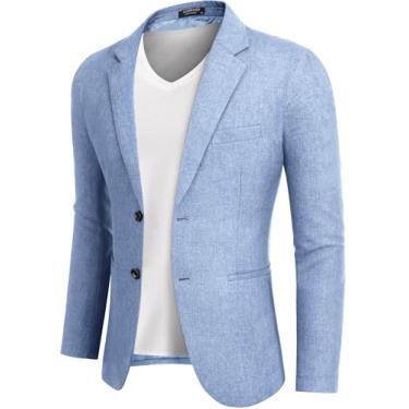 Imagem de COOFANDY Blazer masculino casual com dois botões jaqueta esportiva leve, Azul-celeste, XGG