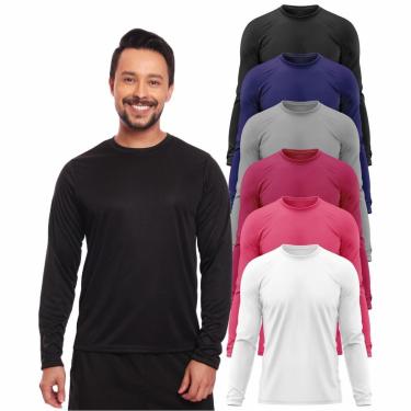 Imagem de Kit 6 Camisas Segunda Pele Proteção Solar Uv Térmica Corrida Bike-Masculino