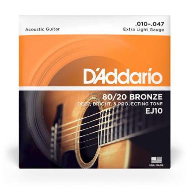 Imagem de Encordoamento Violao Daddario EJ10 .010-.047 Aco