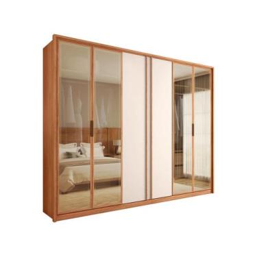 Imagem de Guarda Roupa Casal 6 Portas e 4 Gavetas c/ Vidro Reflecta Cristal Frei