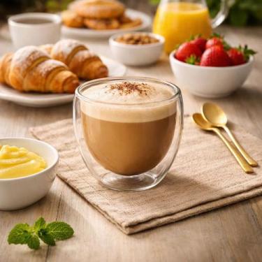 Imagem de Conjunto 2 Copos Café Vidro Dupla Camada Espresso Xícara Servir Bebida