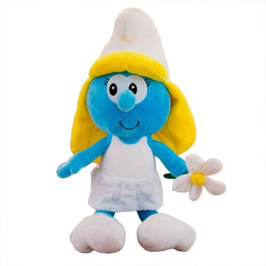 Imagem de Brinquedo de pelúcia Smurfette, linda garota azul com flor de 30 cm para crianças
