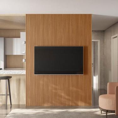 Imagem de Painel Ripado para TV até 75 Polegadas MDF 180cmx250cm Modular - Linea