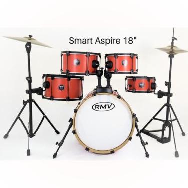 Imagem de Bateria Acústica RMV Smart Aspire Bumbo 18 Com Prato Vermelha