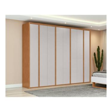 Imagem de Guarda-roupa Casal 6 Gavetas 8 Portas Móveis Lopas Ergon, Amêndoa Clea